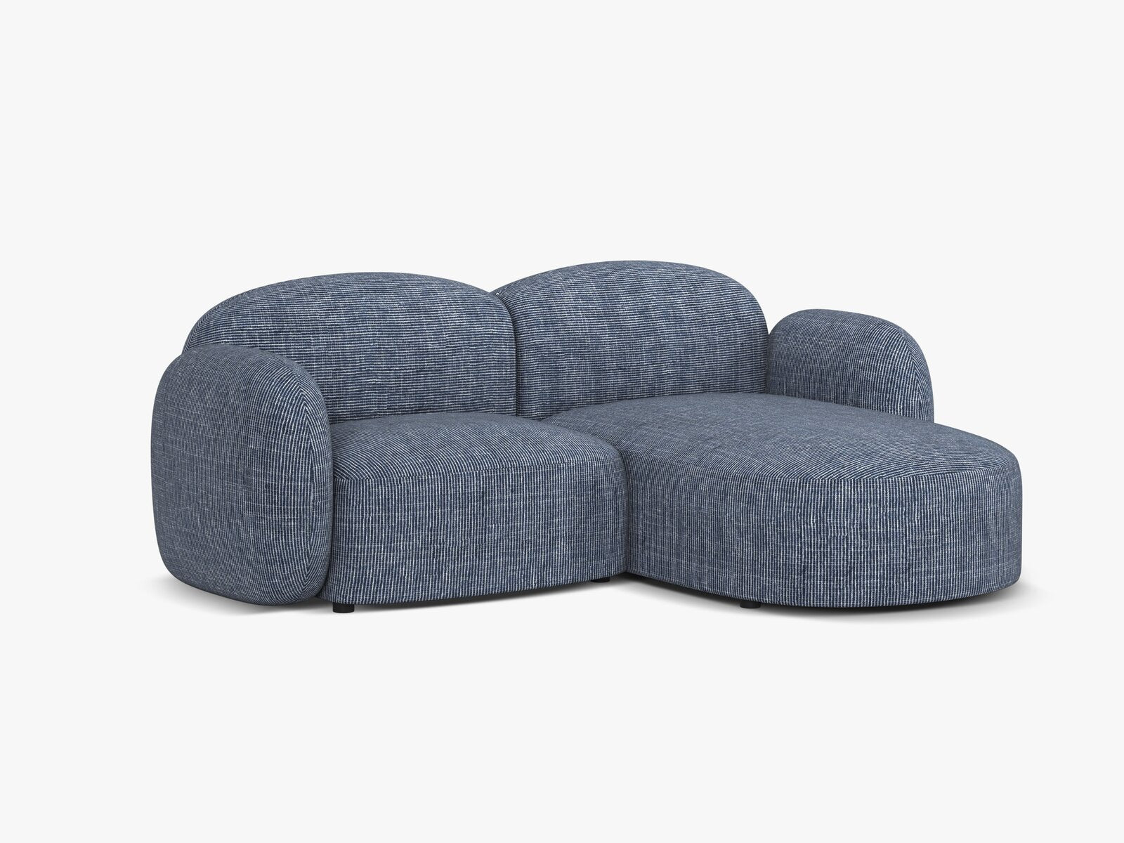 Micadoni Ecksofa Blair 3-Sitzer Rechts Strukturierter Stoff Baltimore Blau Melange