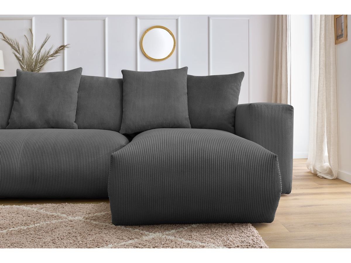 Bobochic Voltaire Wohnlandschaft 356 × 214 cm Cordsamt Dunkelgrau Ecke rechts