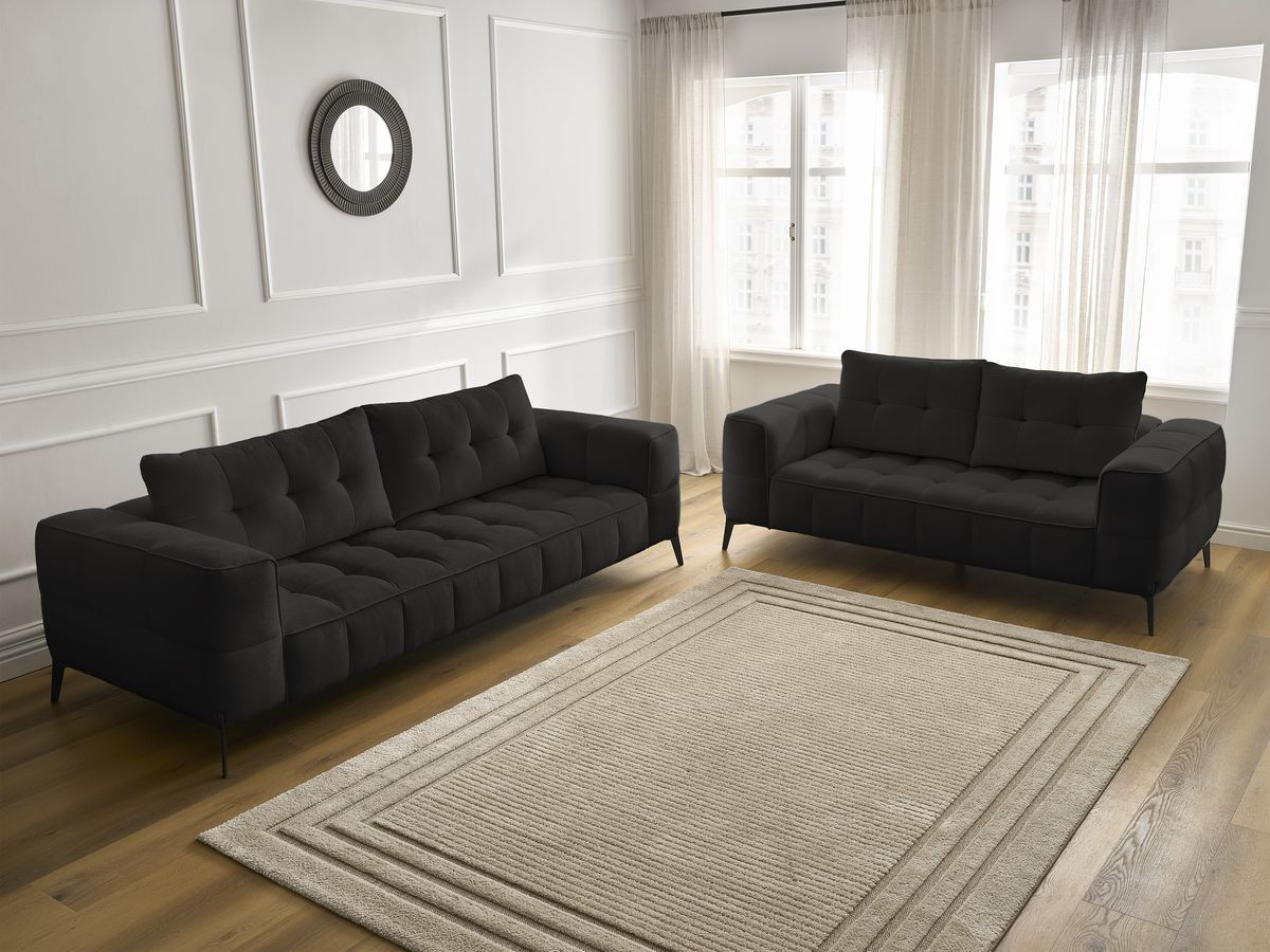 Bobochic Anis Sofa-Set 3- und 2-Sitzer Strukturstoff Schwarz