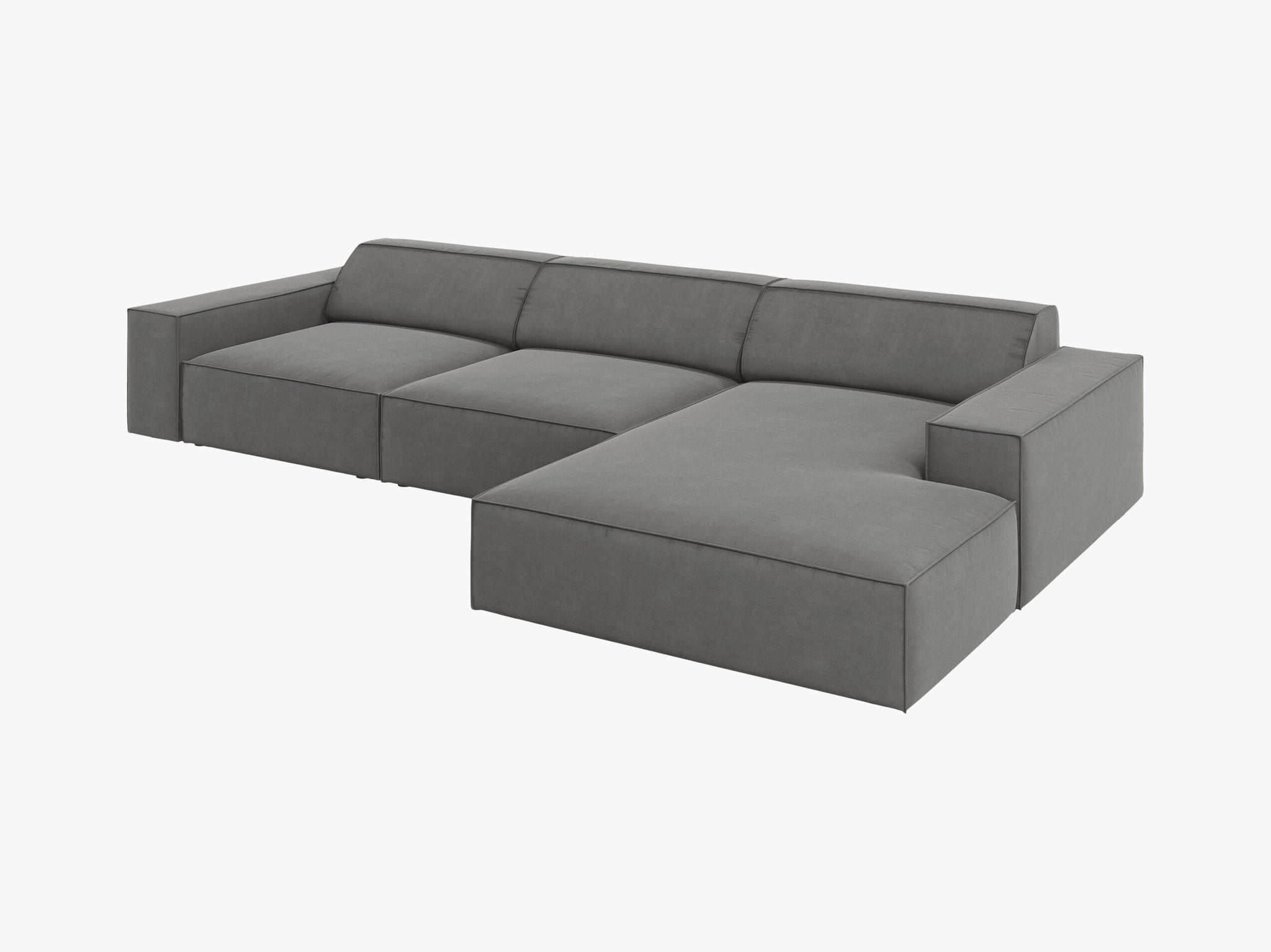 Micadoni Ecksofa Jodie 4-Sitzer Rechts Samt Bluvel Hellgrau