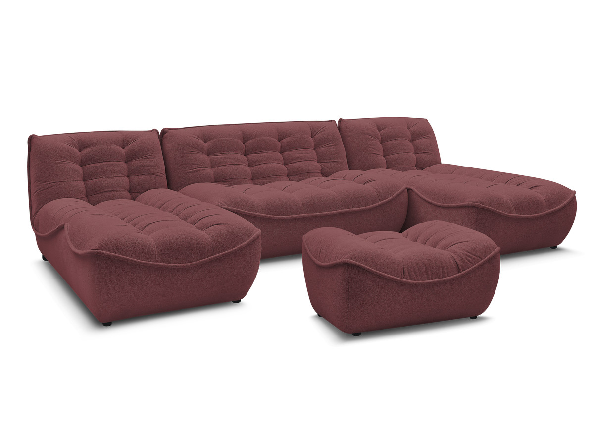 Bobochic Serena Wohnlandschaft mit Pouf Melange-Stoff Rot