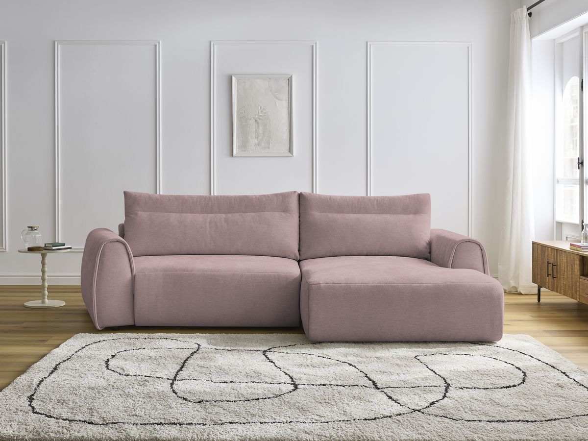 Bobochic Aden Ecksofa 293 × 152 cm Stoff Rosa Ecke rechts