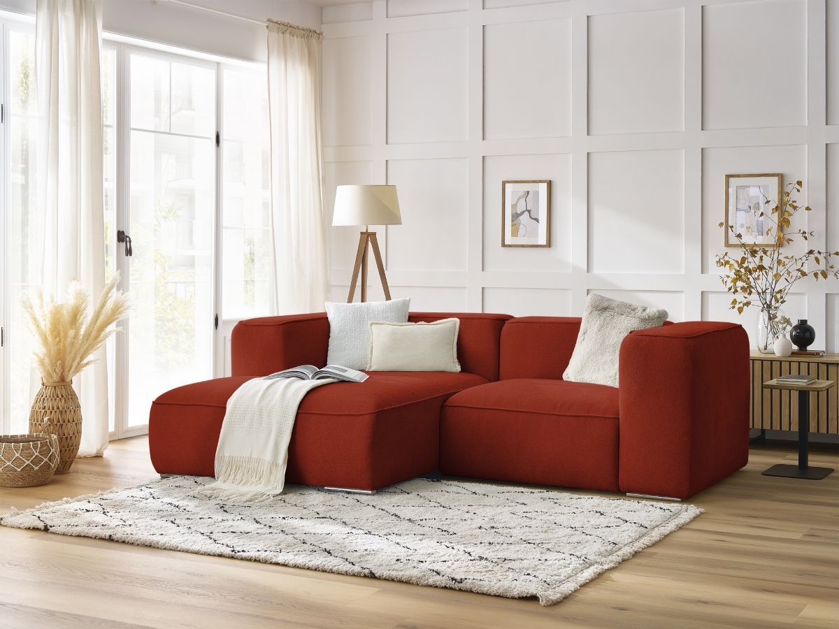 Bobochic Zephyr Ecksofa 260 × 165 cm Strukturstoff Orange Ecke links