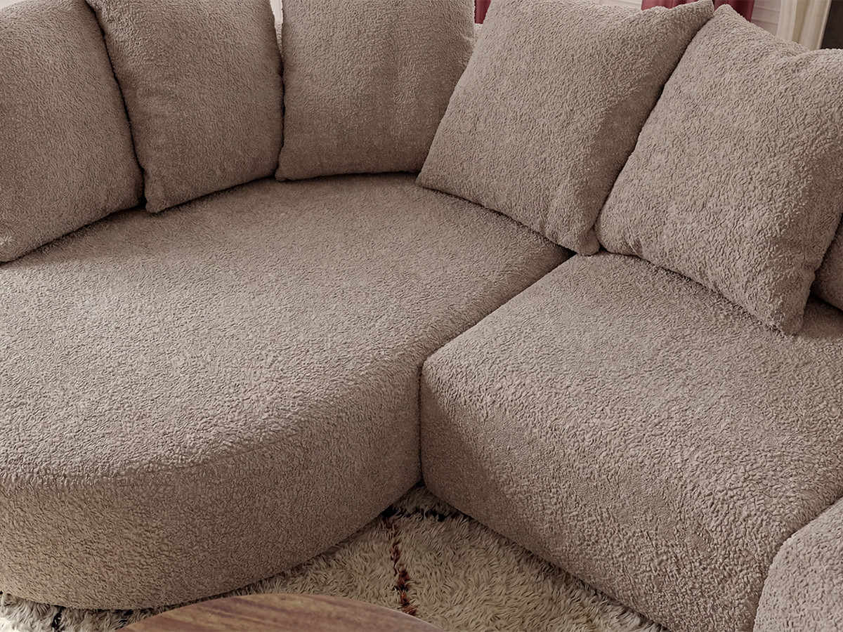 Bobochic Calypso Ecksofa Bouclé-Stoff Taupe Ecke links