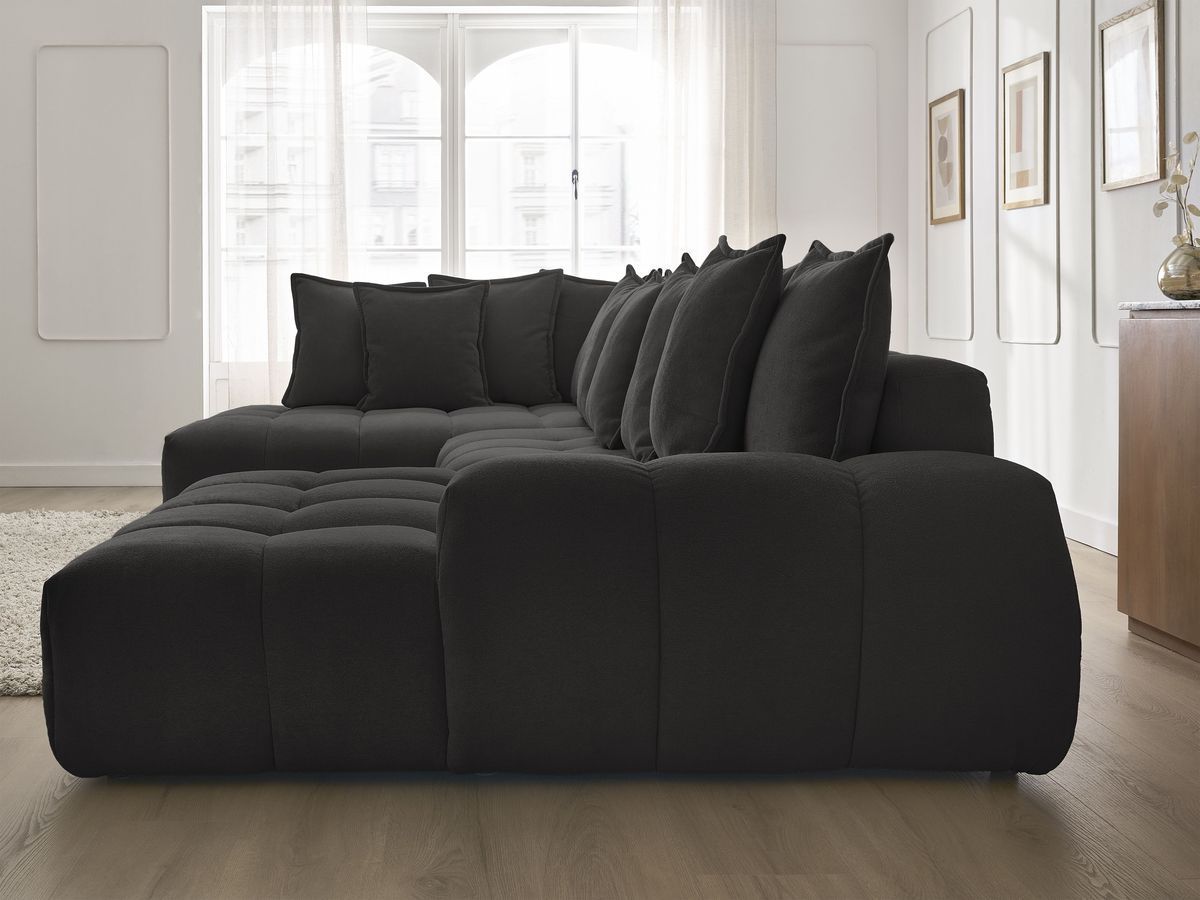 Bobochic Everest Wohnlandschaft, 14 Kissen Strukturstoff Schwarz Ecke rechts