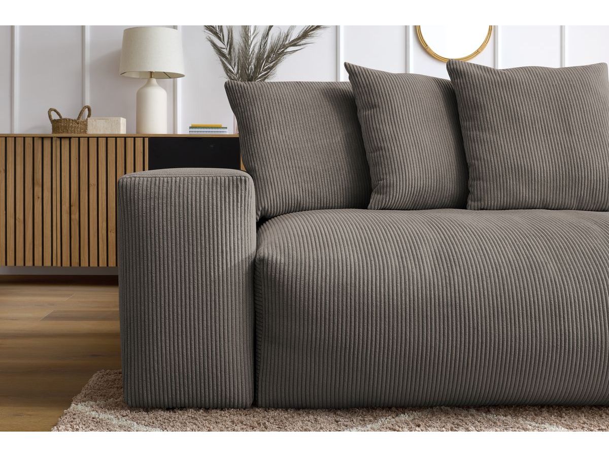 Bobochic Voltaire Schlafsofa 3-Sitzer mit Bettkasten Cordsamt Taupe