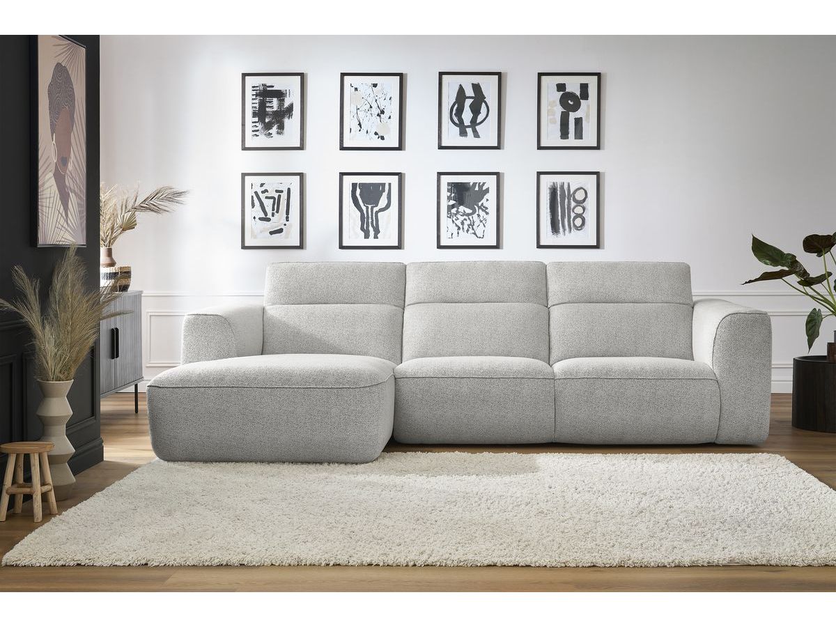 Bobochic William Ecksofa Melange-Stoff Weiß Ecke links