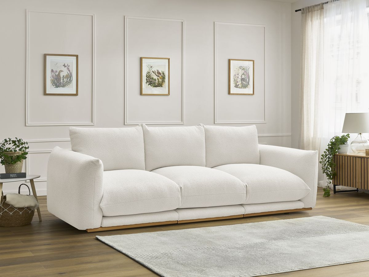 Bobochic Ernest Sofa 3-Sitzer 266 × 106 cm Bouclé-Stoff Weiß