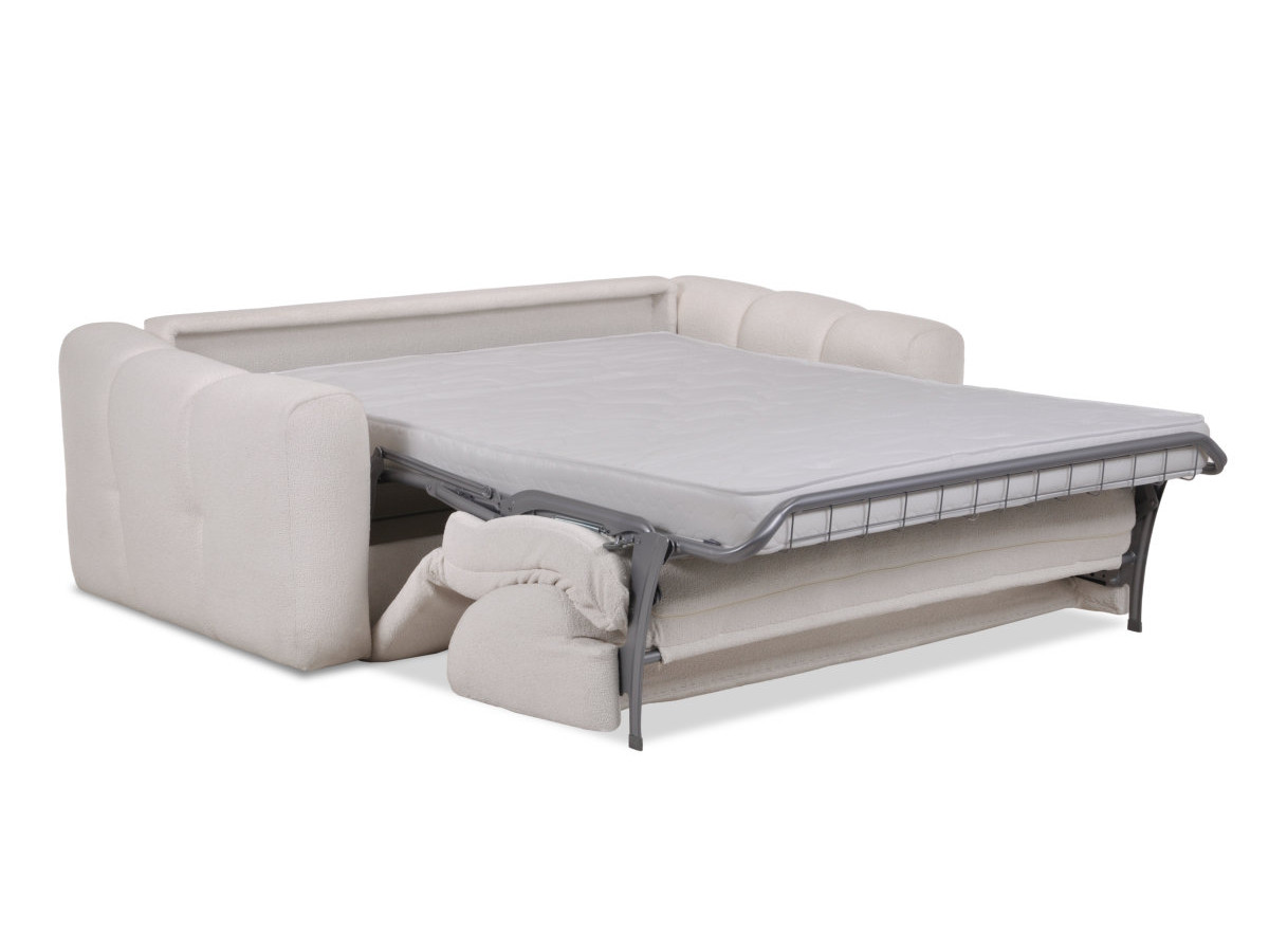 Bobochic Bradley Schlafsofa 3-Sitzer Bouclé-Stoff Weiß