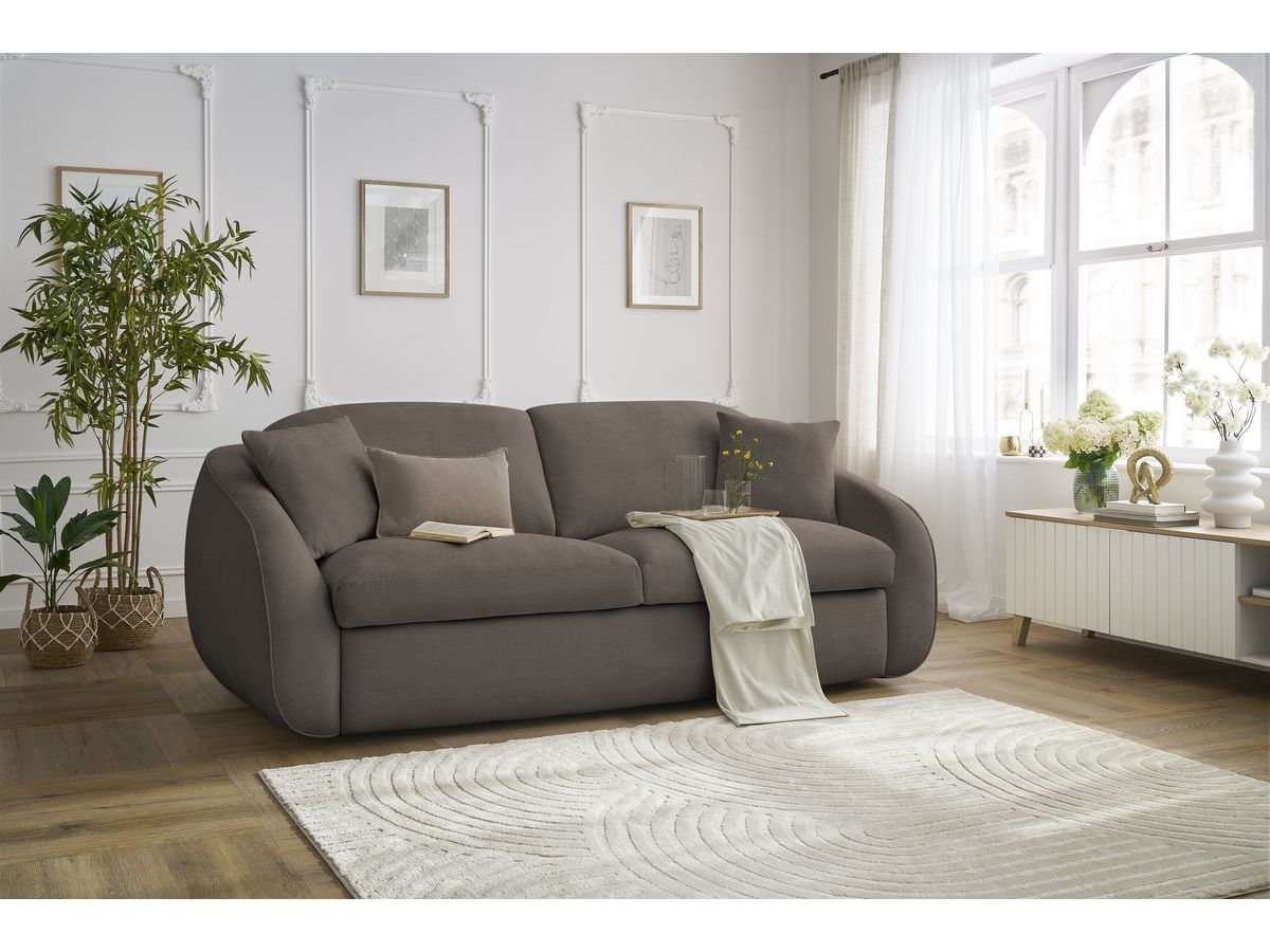 Bobochic Cezanne Schlafsofa 3-Sitzer Stoff Taupe, Liegefläche 160 × 194 cm