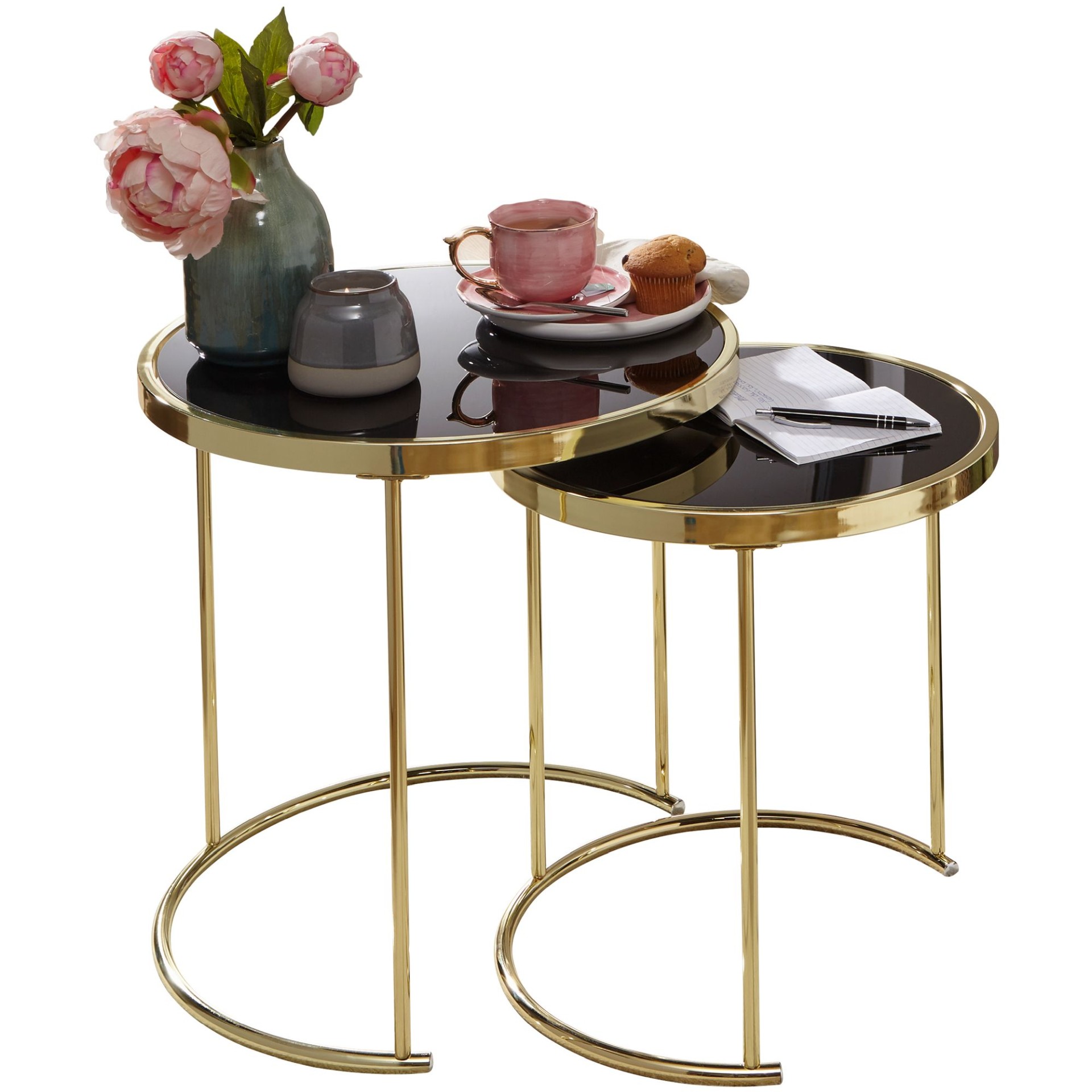 Satztisch 2er-Set Rebild Gold Ø 50 cm