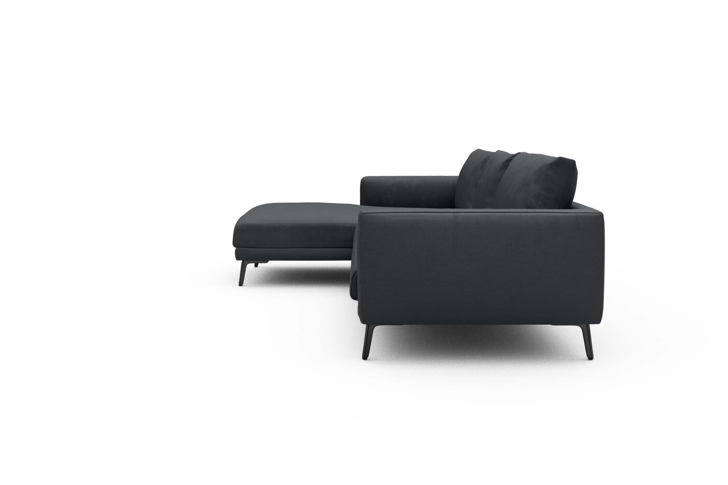 Ecksofa Karl Chaiselongue links mit 2,5-Sitzer Cordufine-Slate-Grey