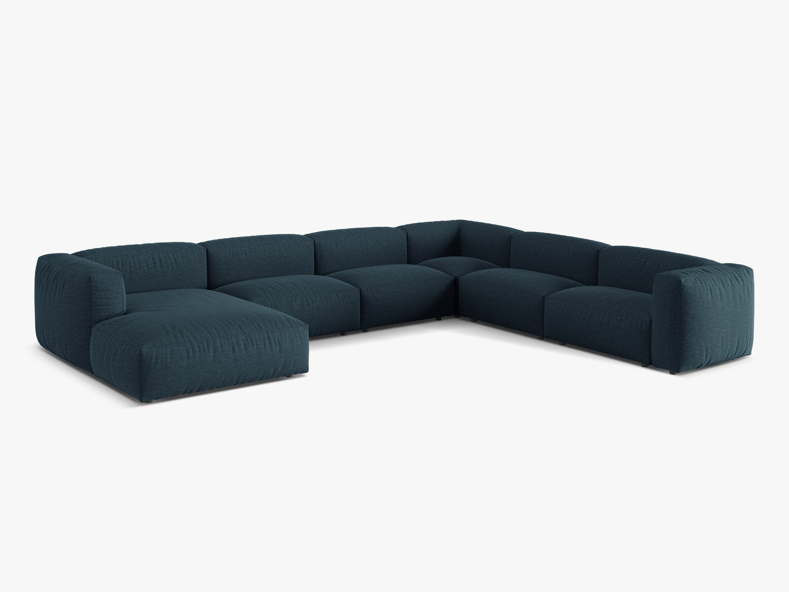 Micadoni modulares Ecksofa XL Martina 6-Sitzer Rechts Strukturierter Stoff Boston Jeansblau