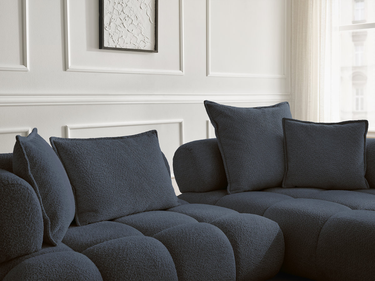 Bobochic Alya Ecksofa Bouclé-Stoff Dunkelblau Ecke rechts