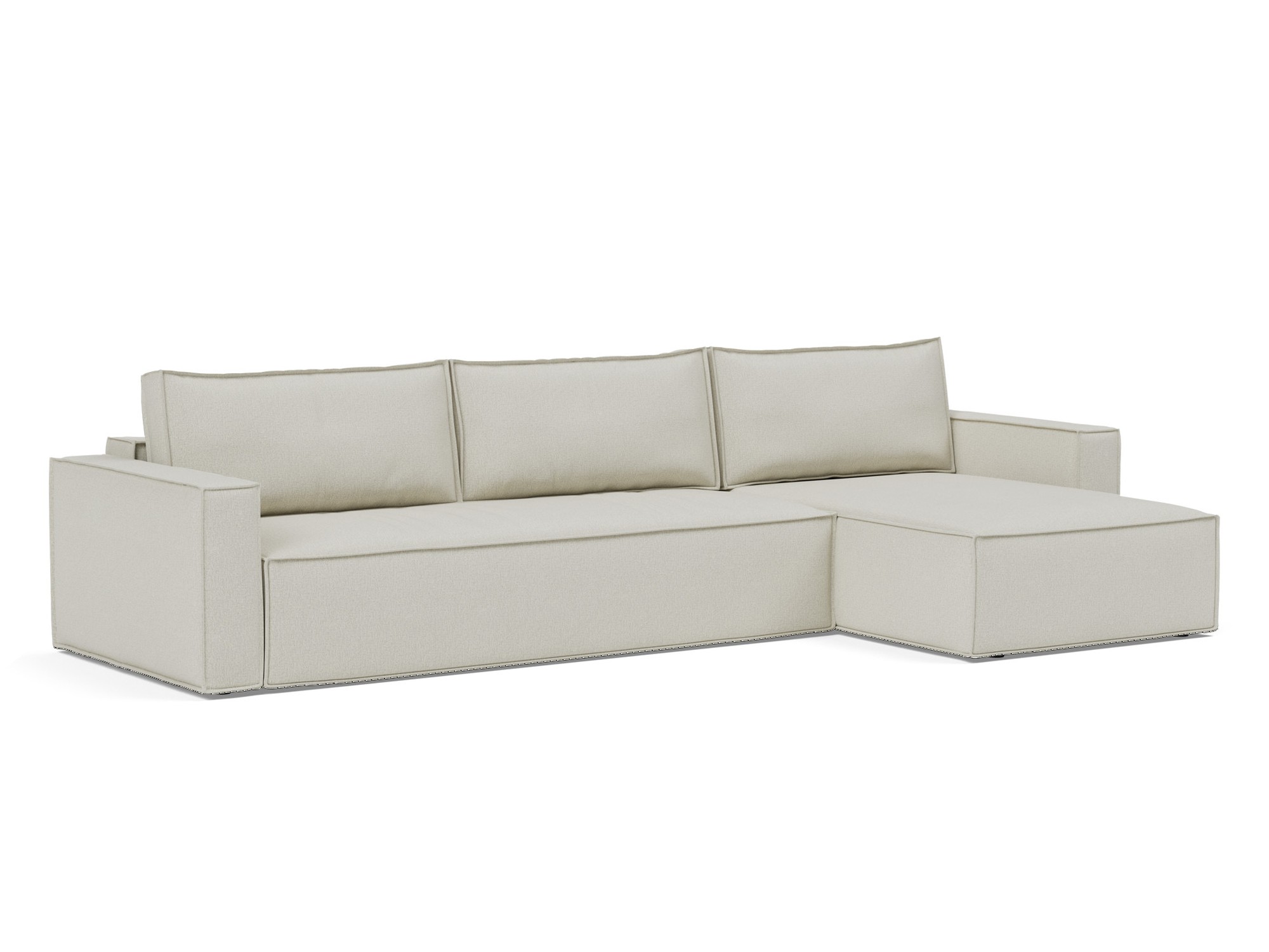 Schlafsofa Newilla mit Chaiselongue Flachgewebe Mixed Dance 527-Natural