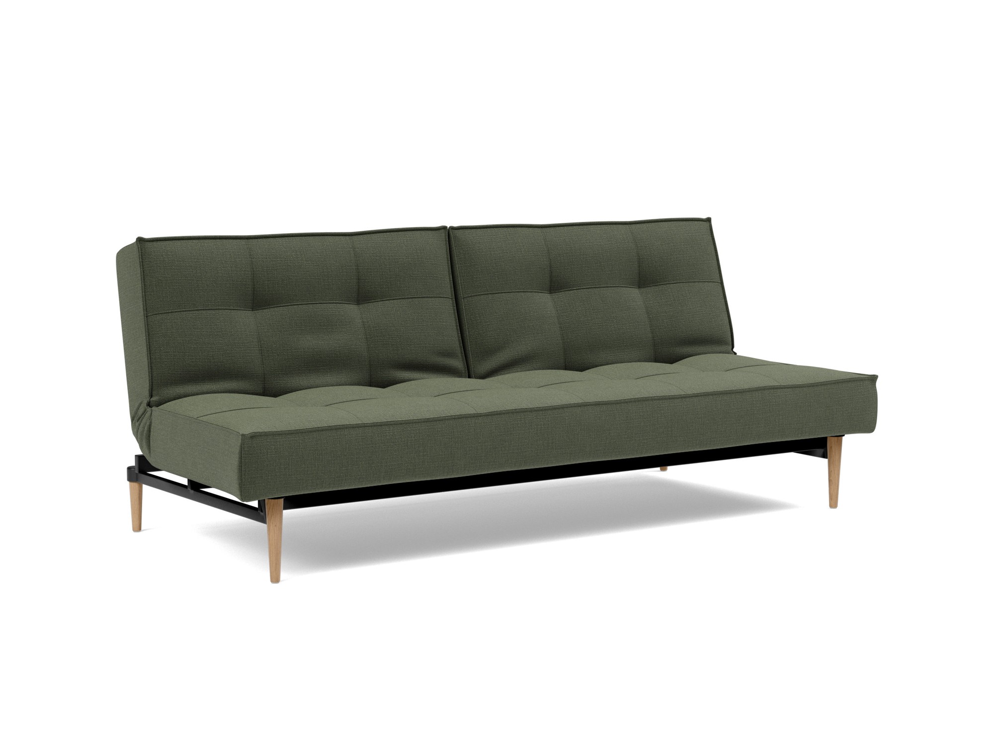 Schlafsofa Splitback Chenille Esina 413-Olive-Green Beine Styletto Eiche hell