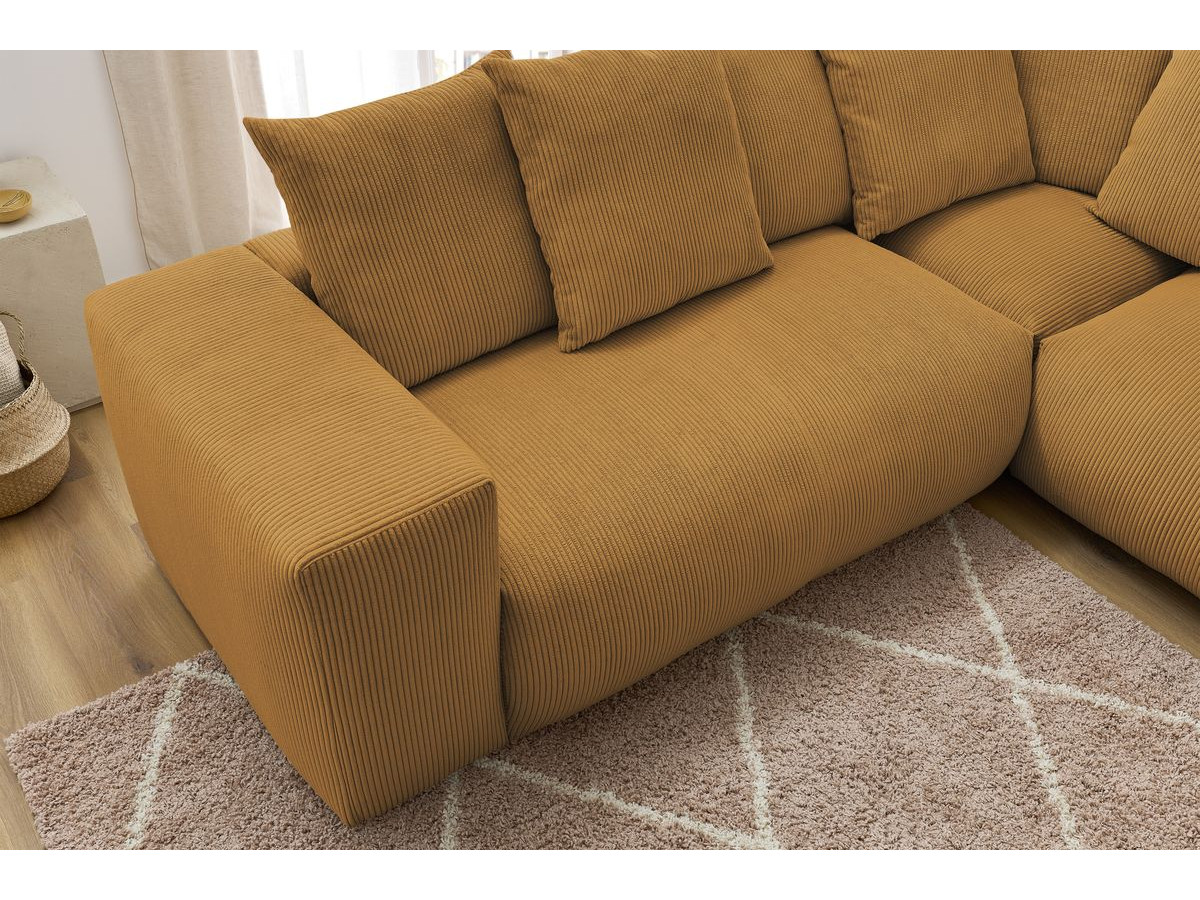 Bobochic Voltaire Ecksofa mit Pouf 322 × 268 cm Cordsamt Gelb Ecke links