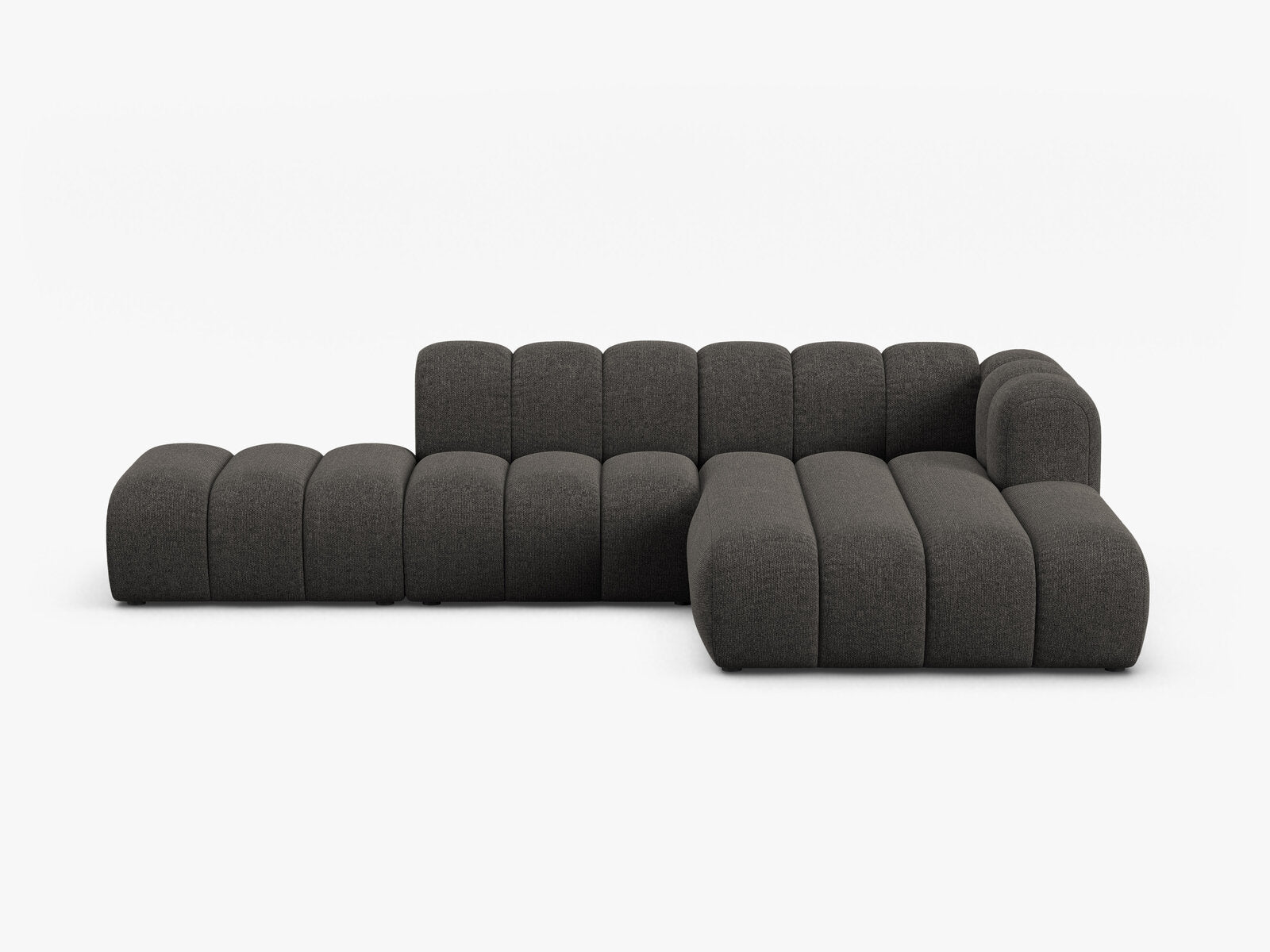 Micadoni Modulares Ecksofa offen Lupine 5-Sitzer Rechts Chenille Eden Dunkelgrau