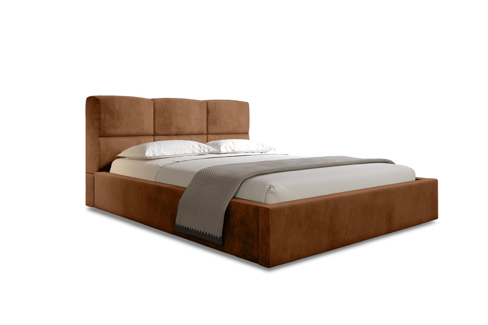 Polsterbett Portoza Samtstoff 140x200 mit Holzrahmen Macau Terra