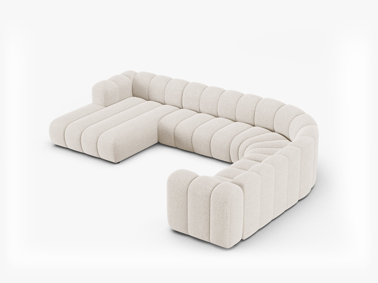 Micadoni Modulares Panorama Ecksofa Lupine 6-Sitzer Rechts Chenille Eden Helles Beige