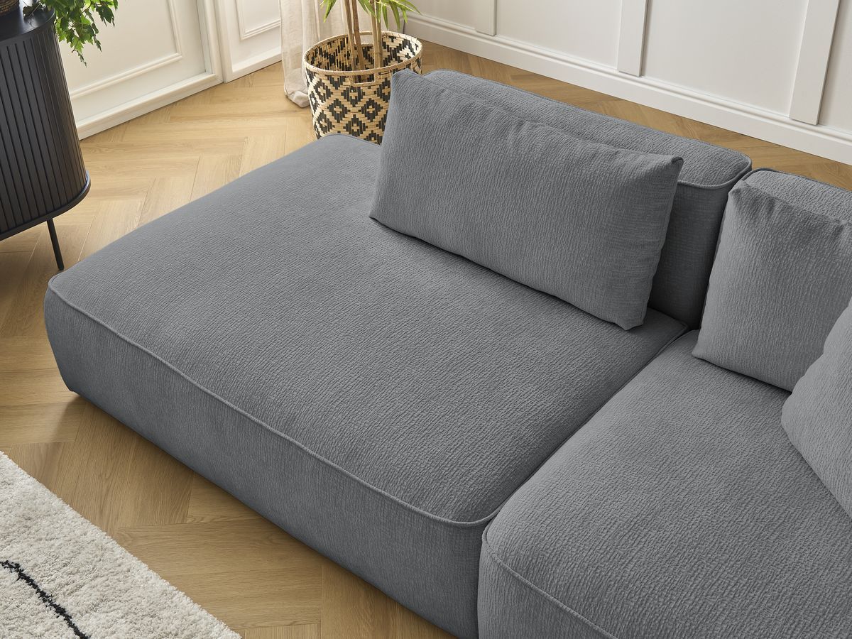 Bobochic Leopold Sofa 3-Sitzer Strukturstoff Dunkelgrau Armlehne rechts