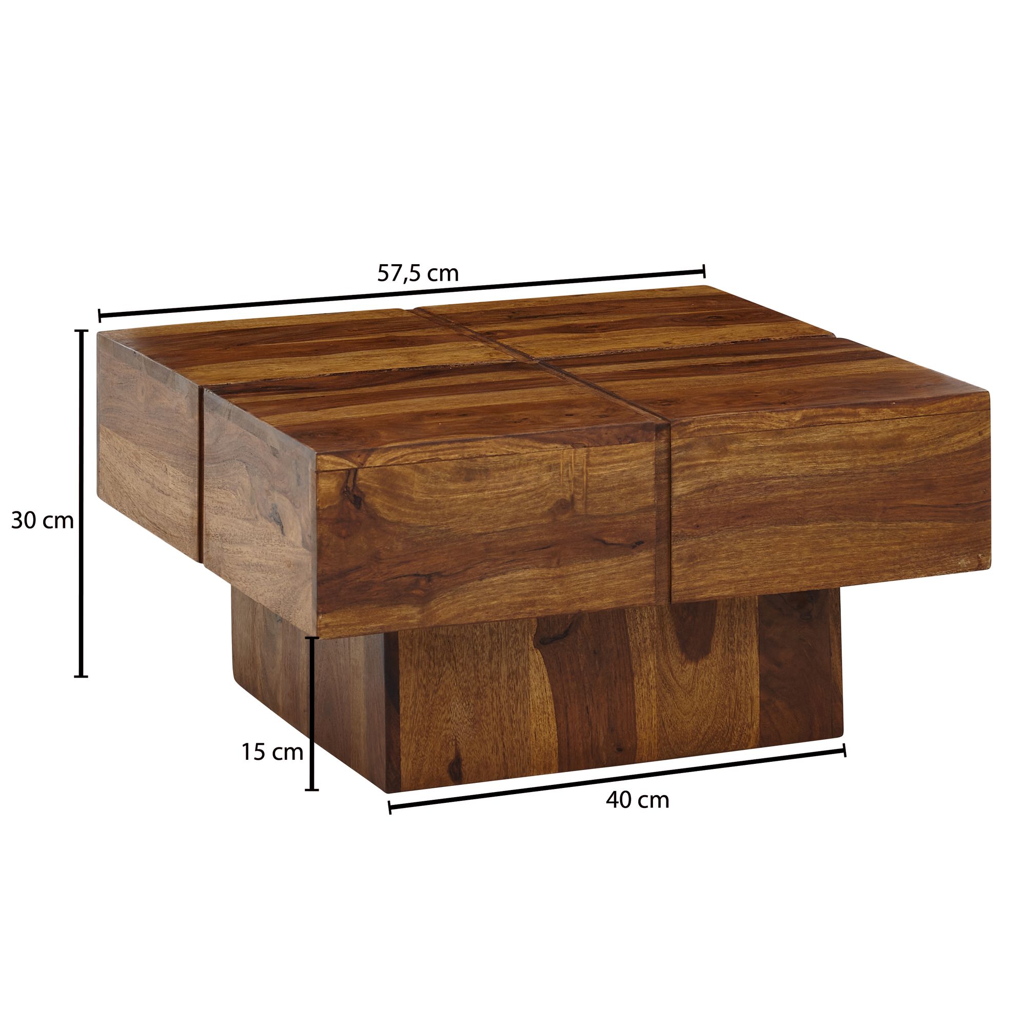 Couchtisch Bromolla Massivholz Dunkelbraun 57,5 × 57,5 × 30 cm