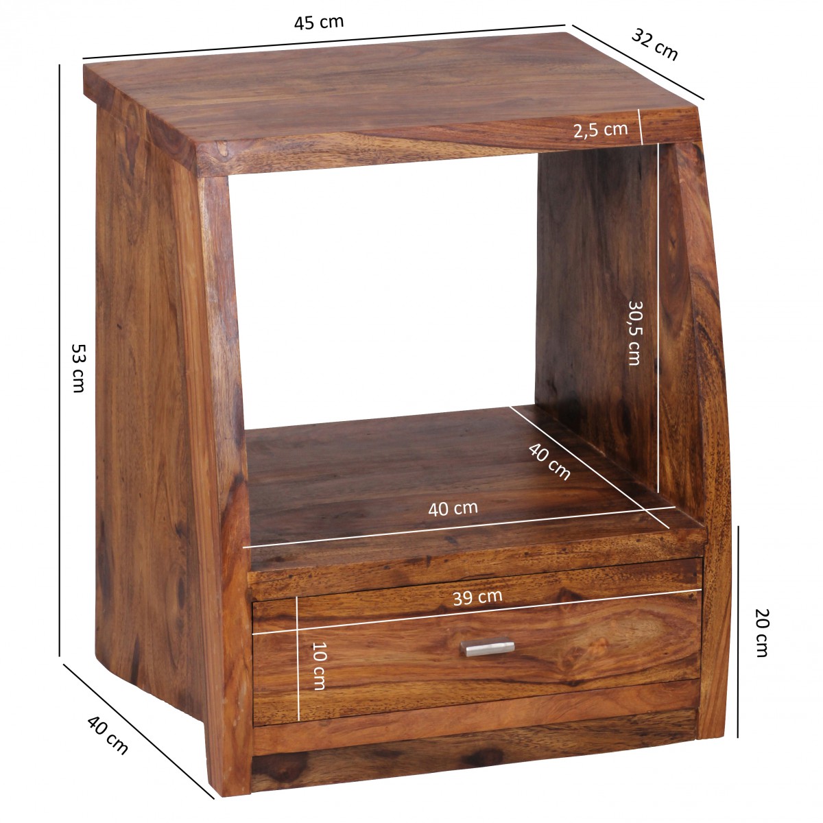 Nachttisch Aalvik Massivholz Dunkelbraun 45 × 40 × 53 cm