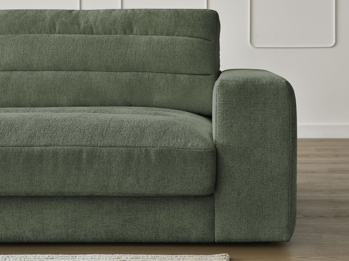 Bobochic Sierra Ecksofa mit Pouf Strukturstoff Dunkelgrün Ecke links