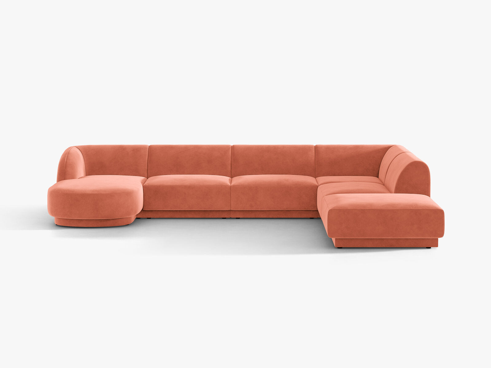 Micadoni Panorama-Ecksofa Miley 6-Sitzer Samt Venus Koralle Rechts