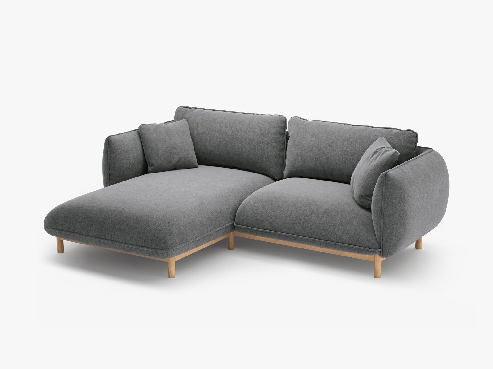 Micadoni Ada Ecksofa 3-Sitzer Links Strukturierter Stoff Wind Dunkelgrau