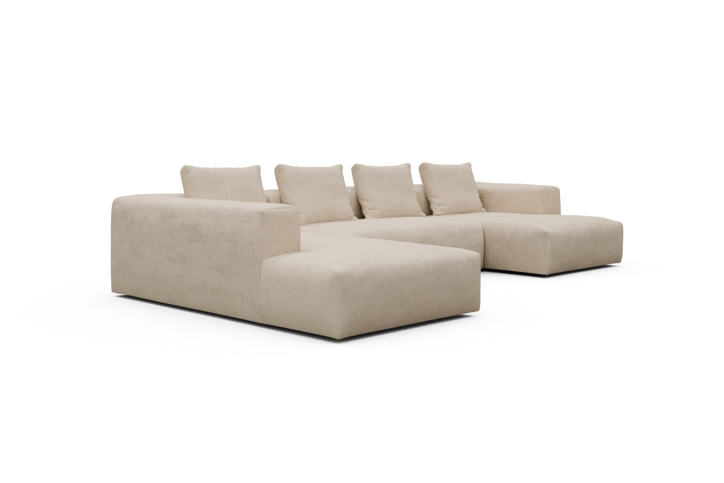 Wohnlandschaft Fred Relax-Ecke links mit 2-Sitzer und Chaiselongue rechts Strukturierter Stoff Casone 496-Natural-Beige