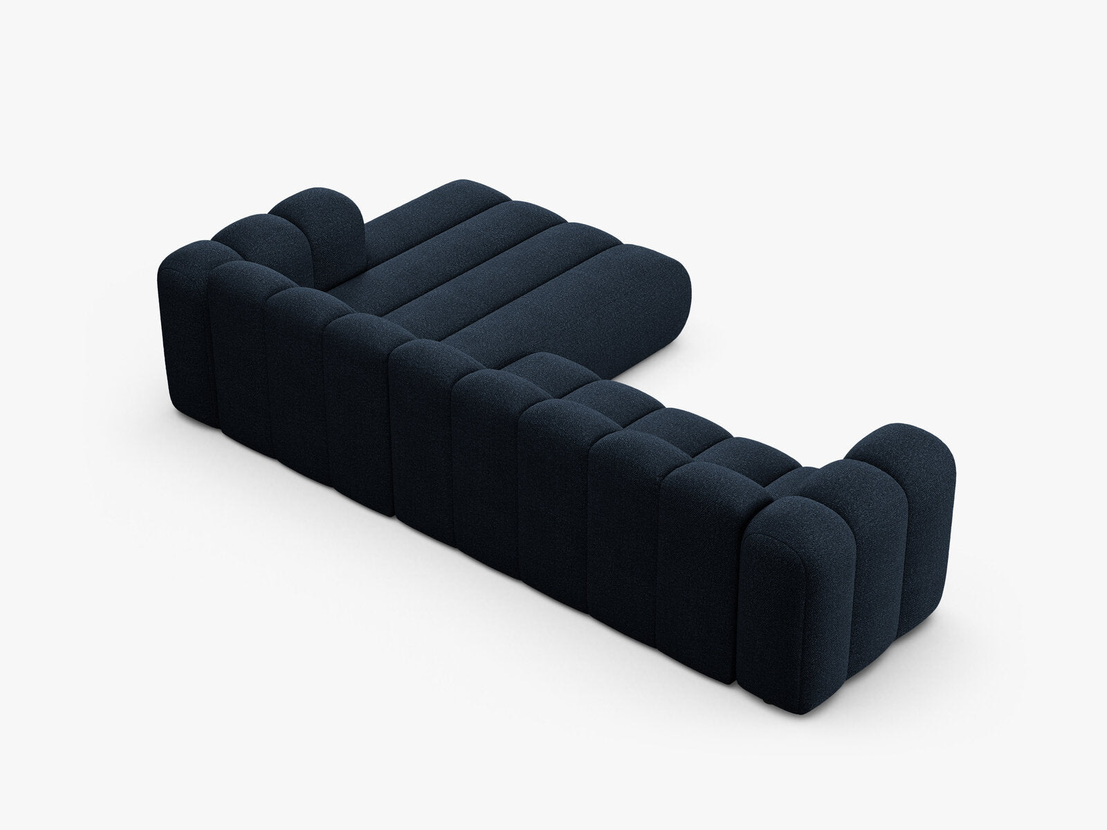 Micadoni Modulares Ecksofa Lupine 4-Sitzer Rechts Boucle Baloo Dunkelblau