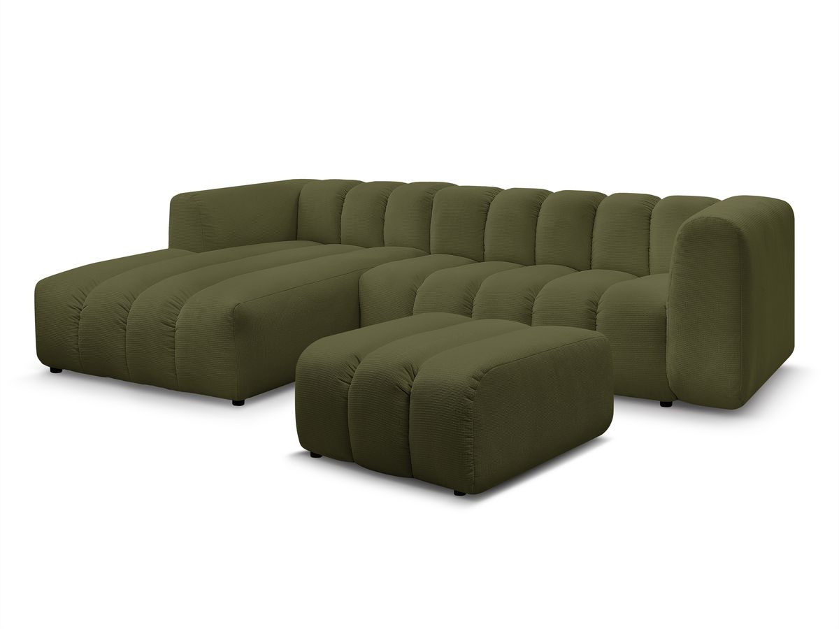 Bobochic Talia Ecksofa mit Pouf Melange-Stoff Grün Ecke links