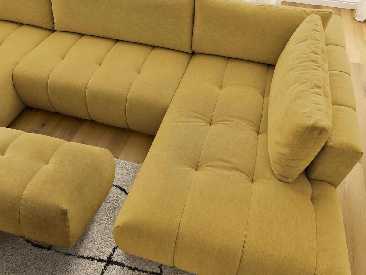 Bobochic Fuji Wohnlandschaft mit Pouf Stoff Gelb Ecke links