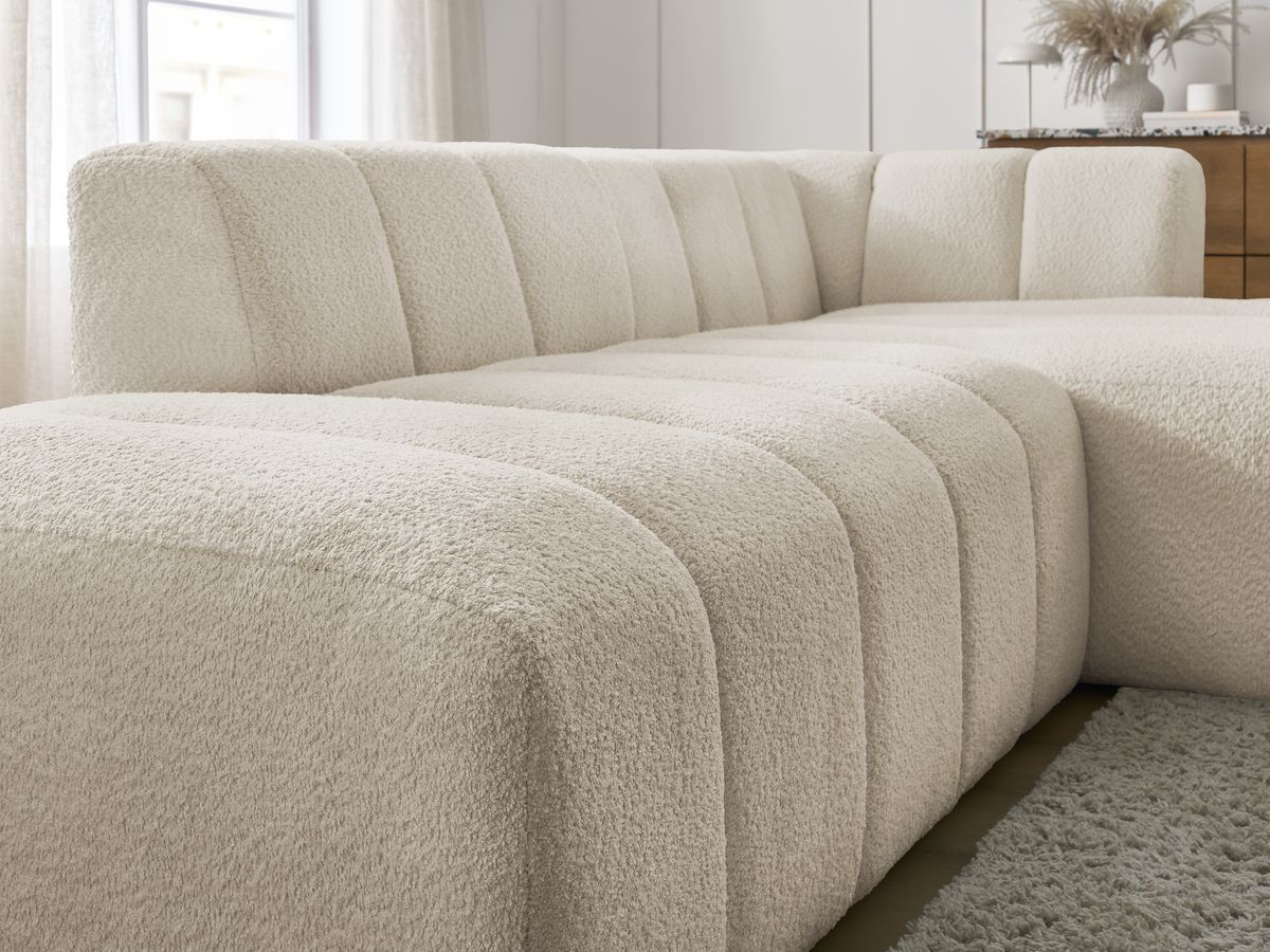 Bobochic Annecy Ecksofa Bouclé-Stoff Beige Ecke rechts