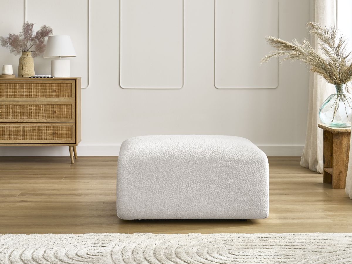Bobochic Tina Pouf Bouclé-Stoff Weiß