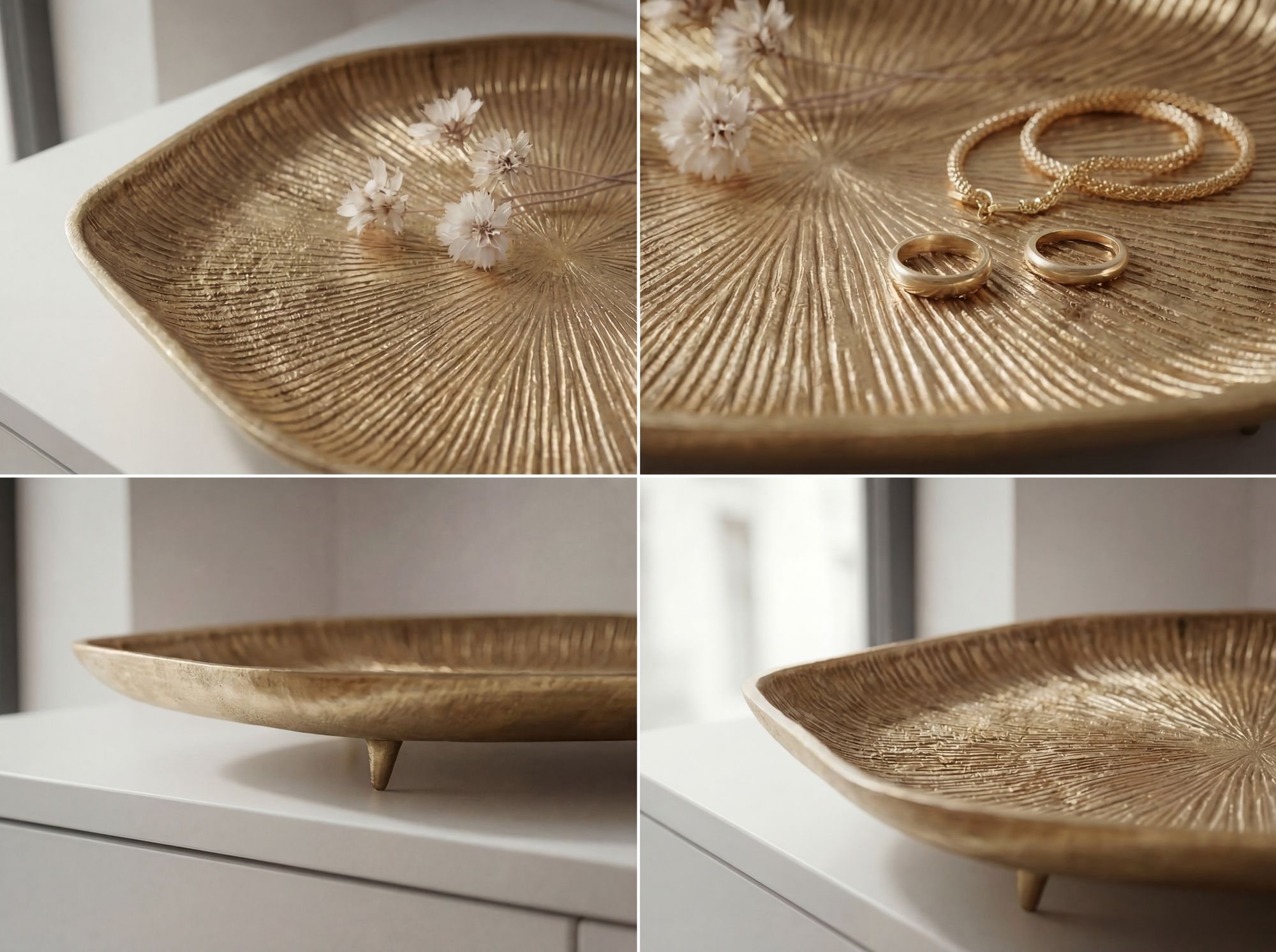 Dekoschale Midsund Aluminium Gold 40 × 40 × 5 cm
