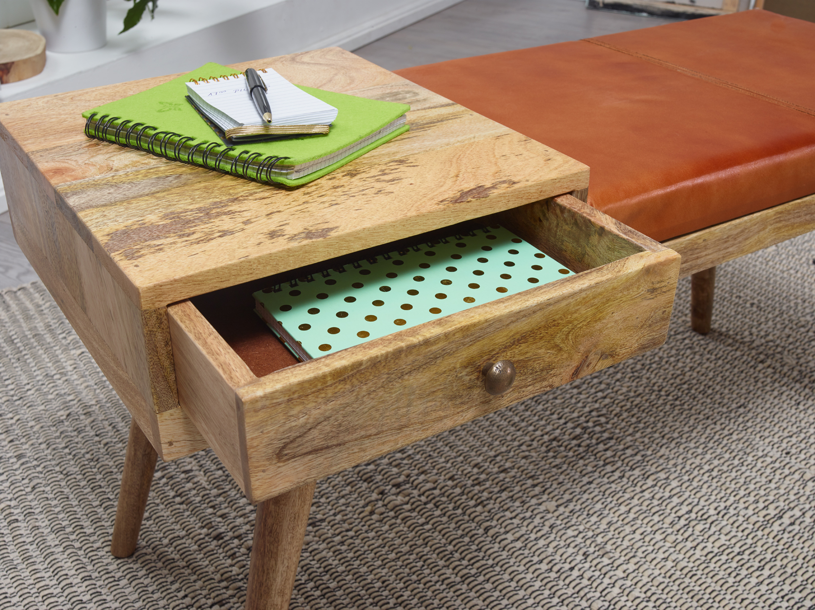Sitzbank Blonduos Mango Massivholz Braun 100 × 38 × 52 cm