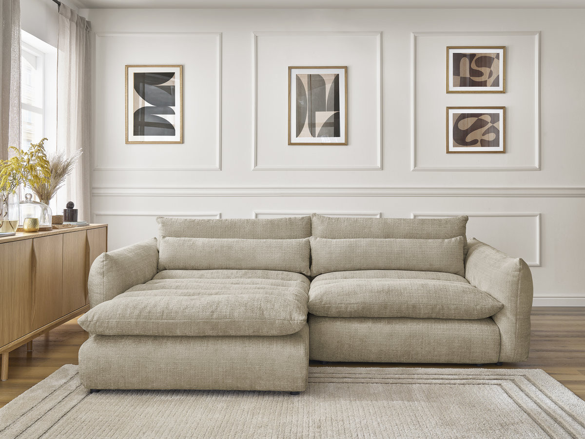 Bobochic Neil Ecksofa Strukturstoff Beige Ecke links