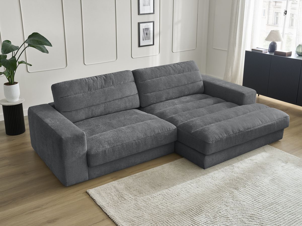 Bobochic Sierra Ecksofa Strukturstoff Dunkelgrau Ecke rechts