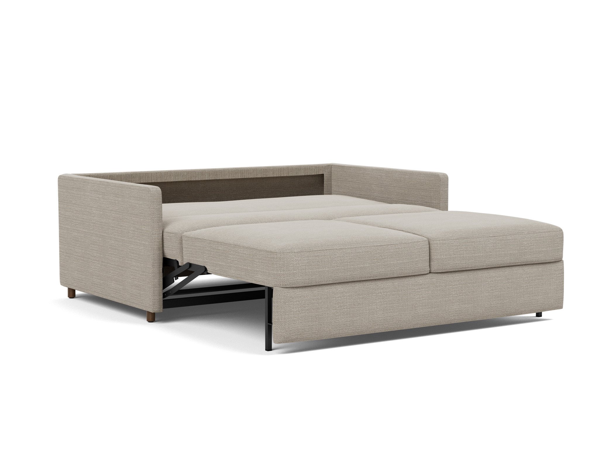 Schlafsofa Neah mit Slim-Armlehnen 160 Strukturierter Stoff Kenya 579-Gravel
