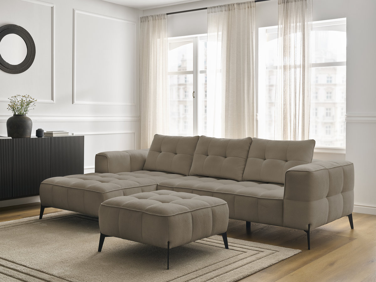 Bobochic Anis Ecksofa mit Pouf Strukturstoff Taupe Ecke links