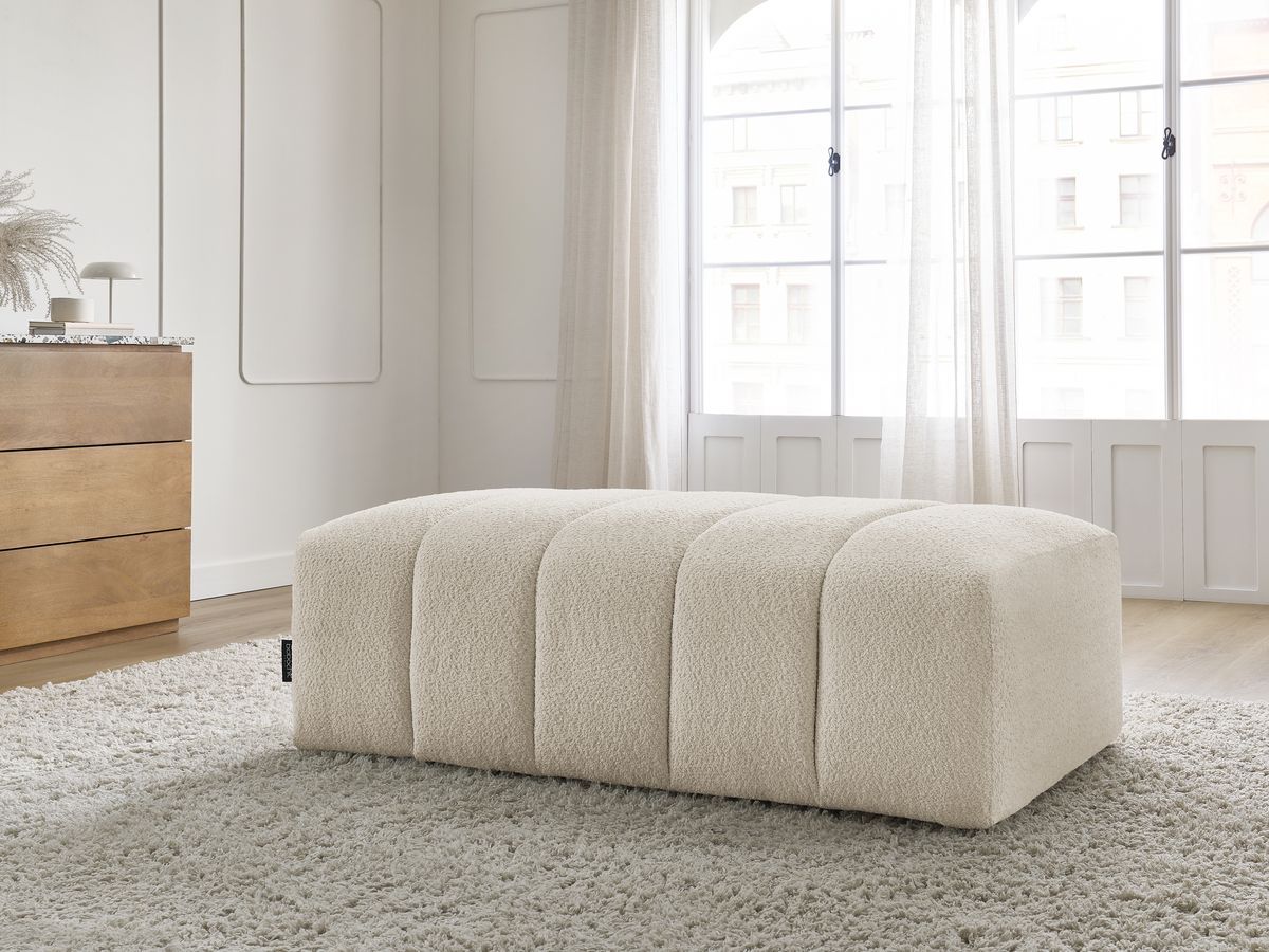 Bobochic Annecy Pouf Bouclé-Stoff Beige