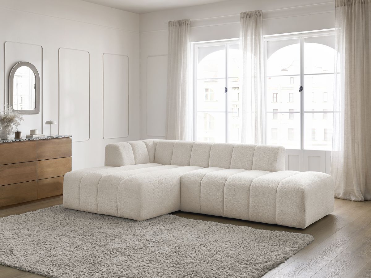 Bobochic Annecy Ecksofa Bouclé-Stoff Weiß Ecke links