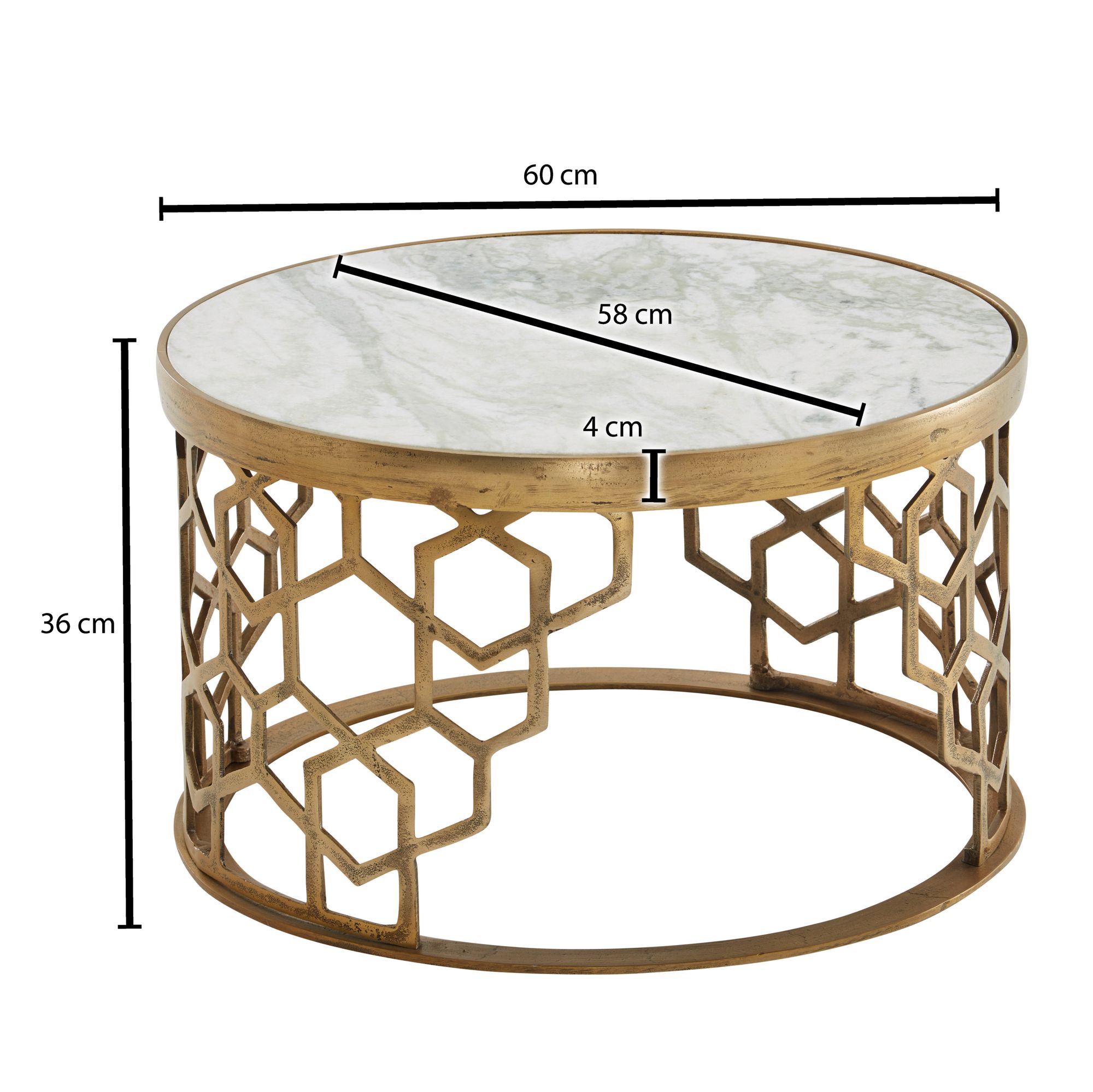 Couchtisch Tjeldsund Marmor Weiß Ø 60 × H 36 cm