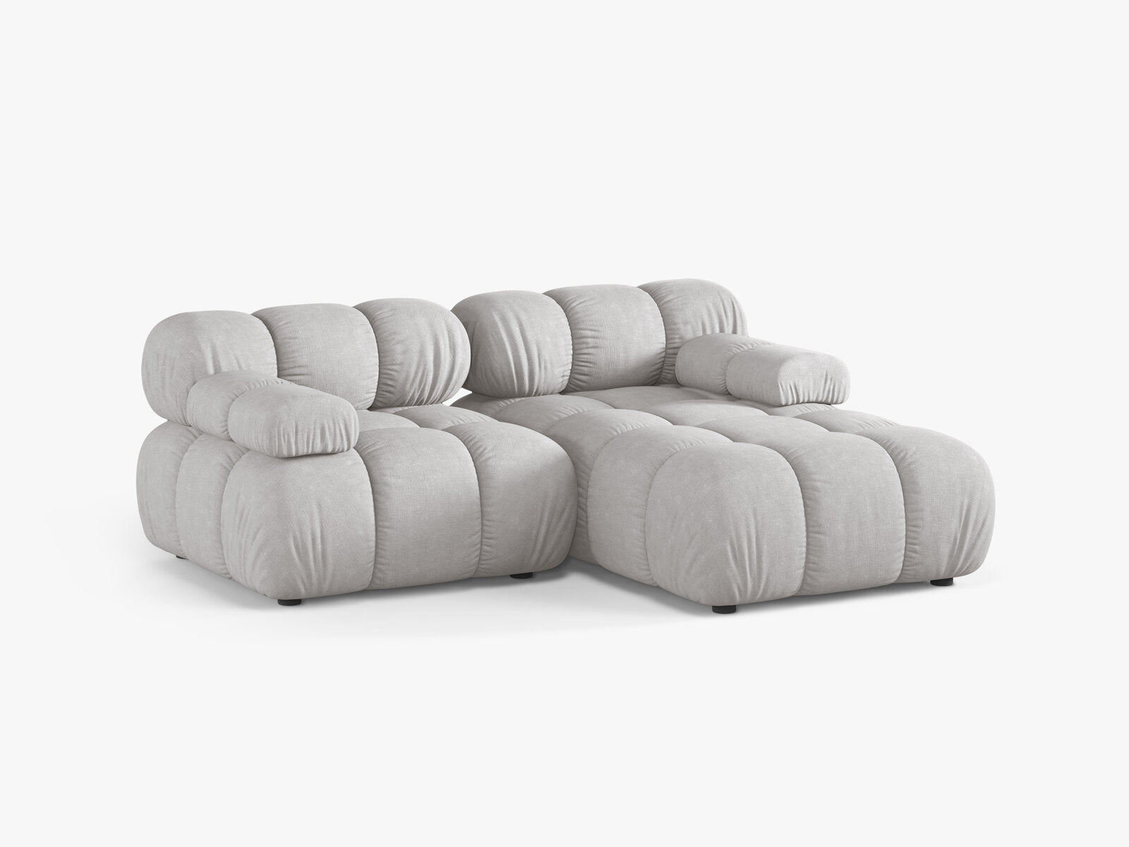 Micadoni Modulares Ecksofa Bellis 3-Sitzer Rechts Strukturierter Stoff Liberty Hellgrau