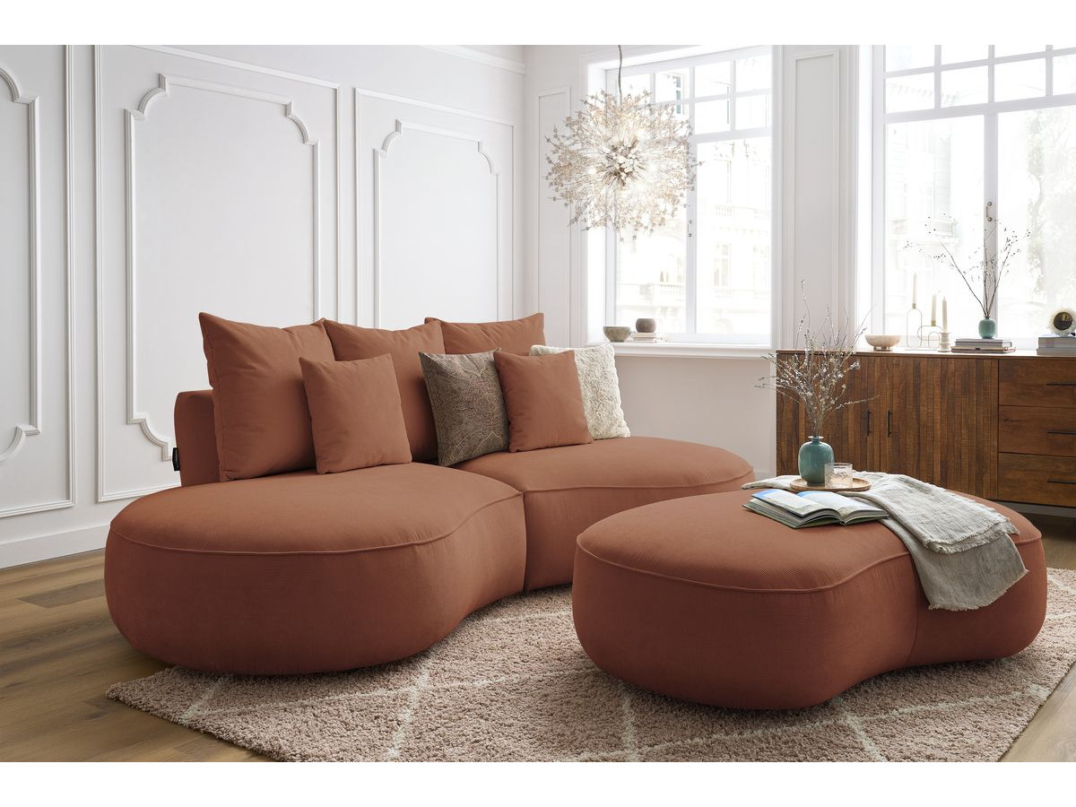 Bobochic Saint-germain Sofa 5-Sitzer mit Pouf Strukturstoff Orange