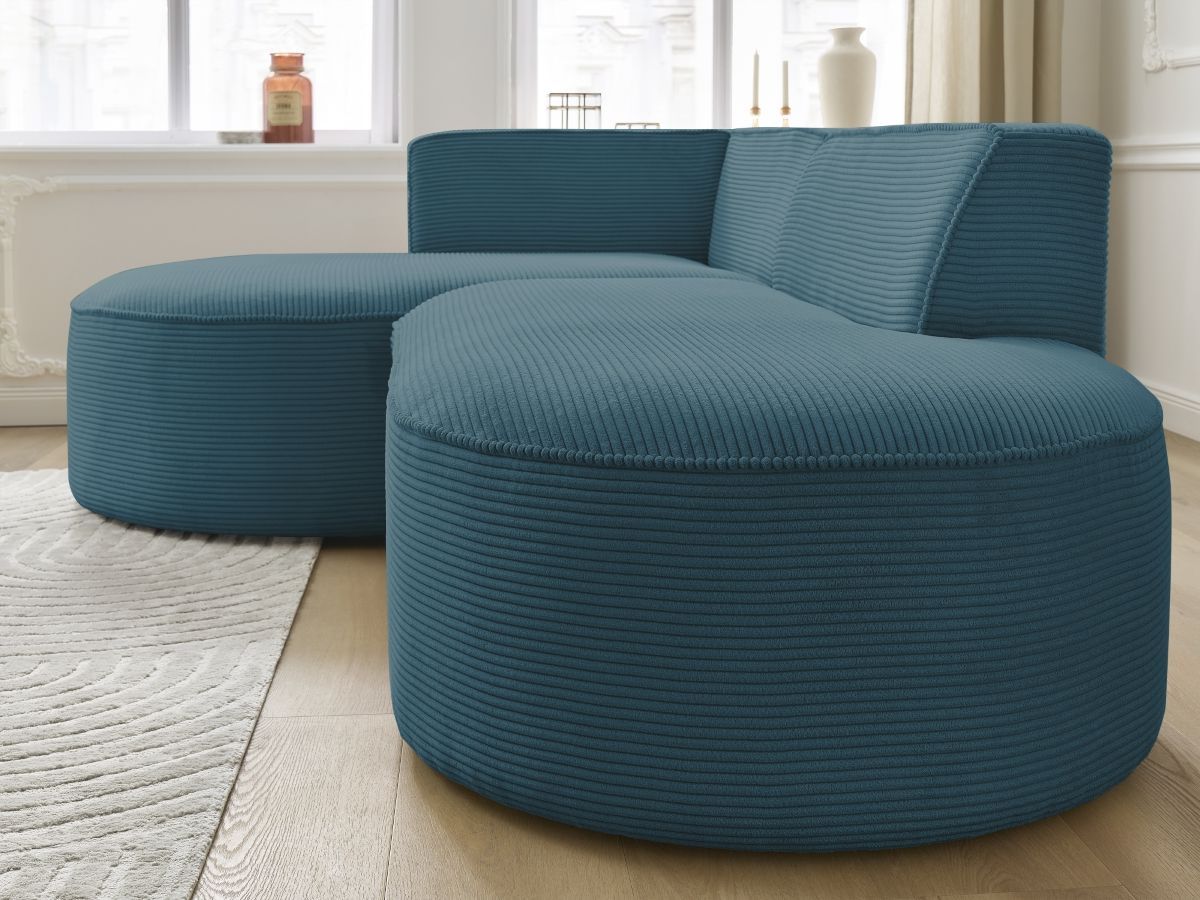 Bobochic Rousseau Ecksofa Cordsamt Dunkelblau Ecke links