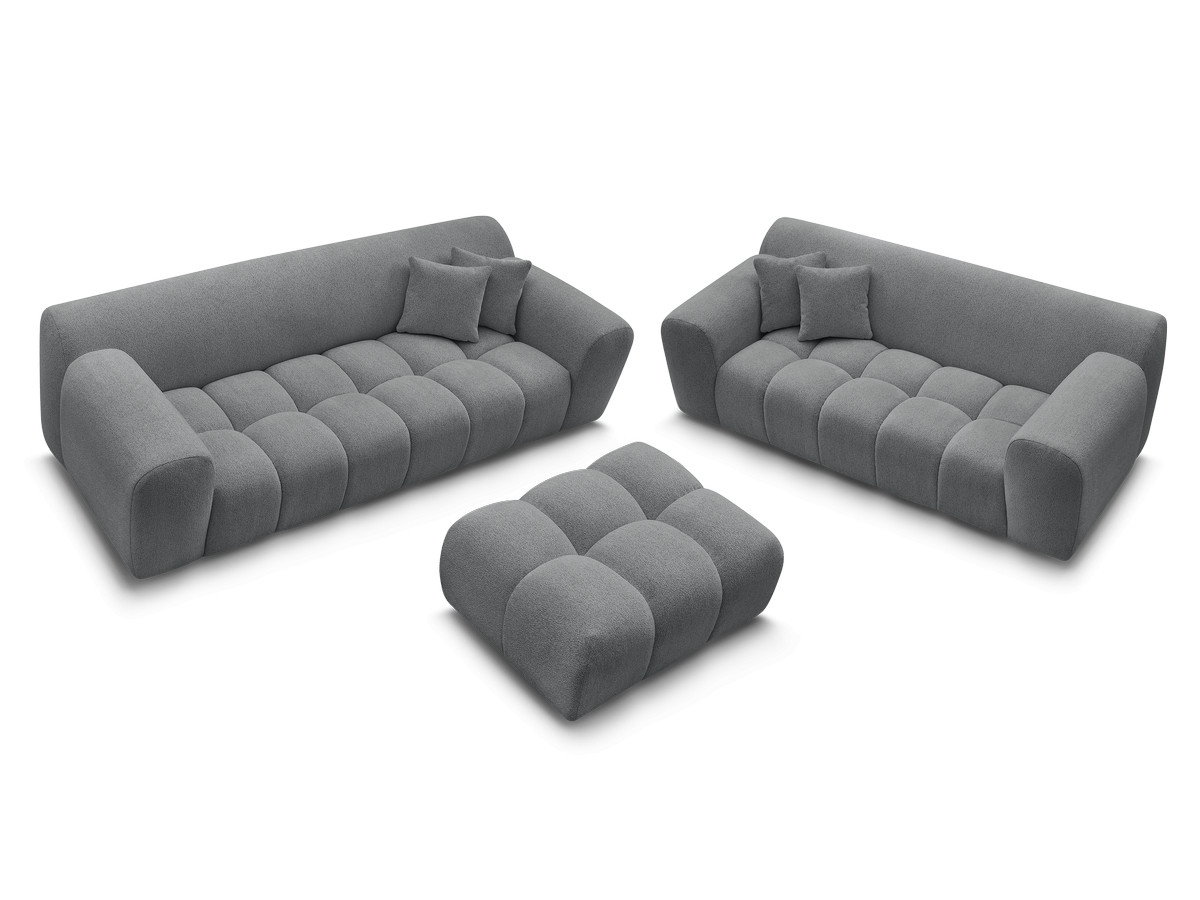 Bobochic Melisse Sofa 5-Sitzer mit Pouf Strukturstoff Dunkelgrau