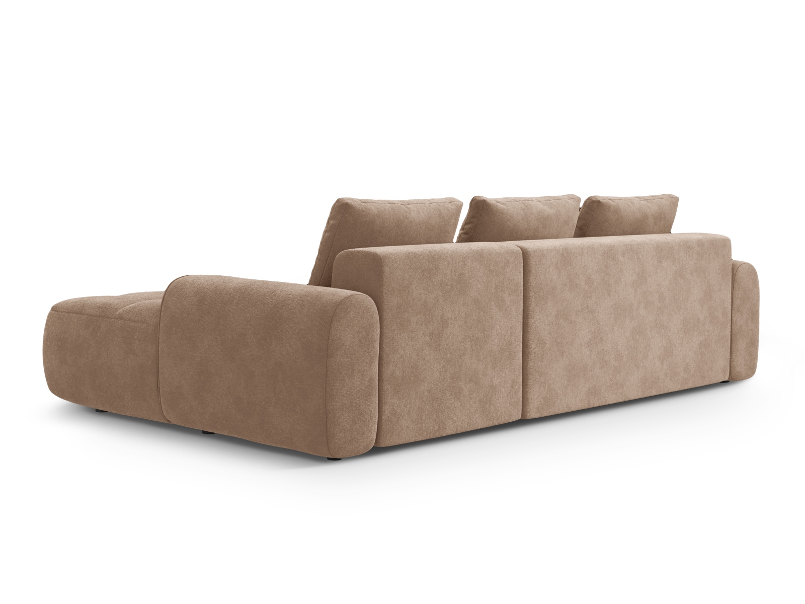 Cosmopolitan Design Ecksofa Linz 3-Sitzer mit Schlaffunktion Samt Vogue Dunkelbeige Rechts